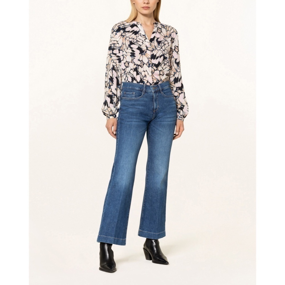 BRAX Y-Neck Print Long Sleeve Blouse Top 36